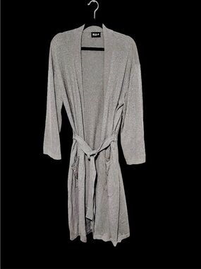 M.I.L.A. Cashmere Blend Long Lounge Robe Grey Cardigan One Size Made In USA